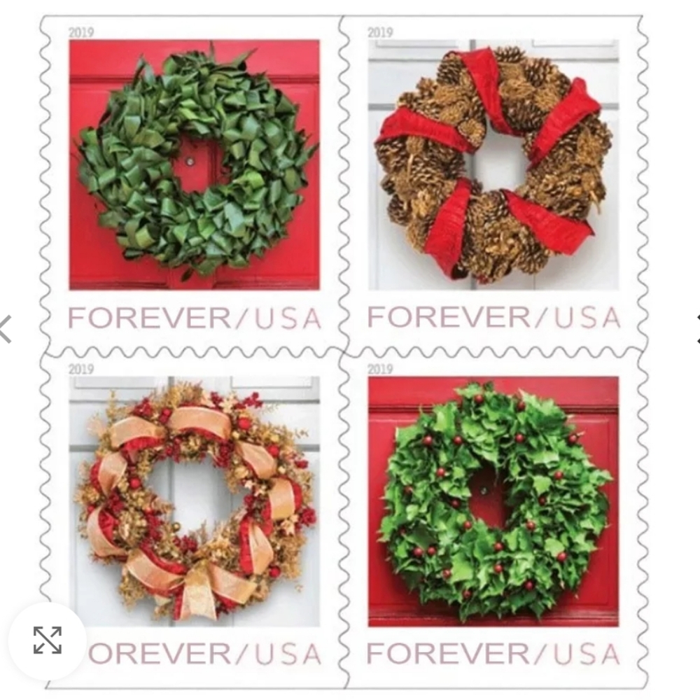 100 USPS Christmas Holiday‎ Wreaths 2019  Forever Stamps Cards Winter Wedding
